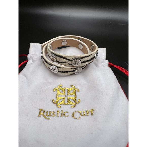 Rustic Cuff Leather Zebra Cuff - Picture 6 of 7